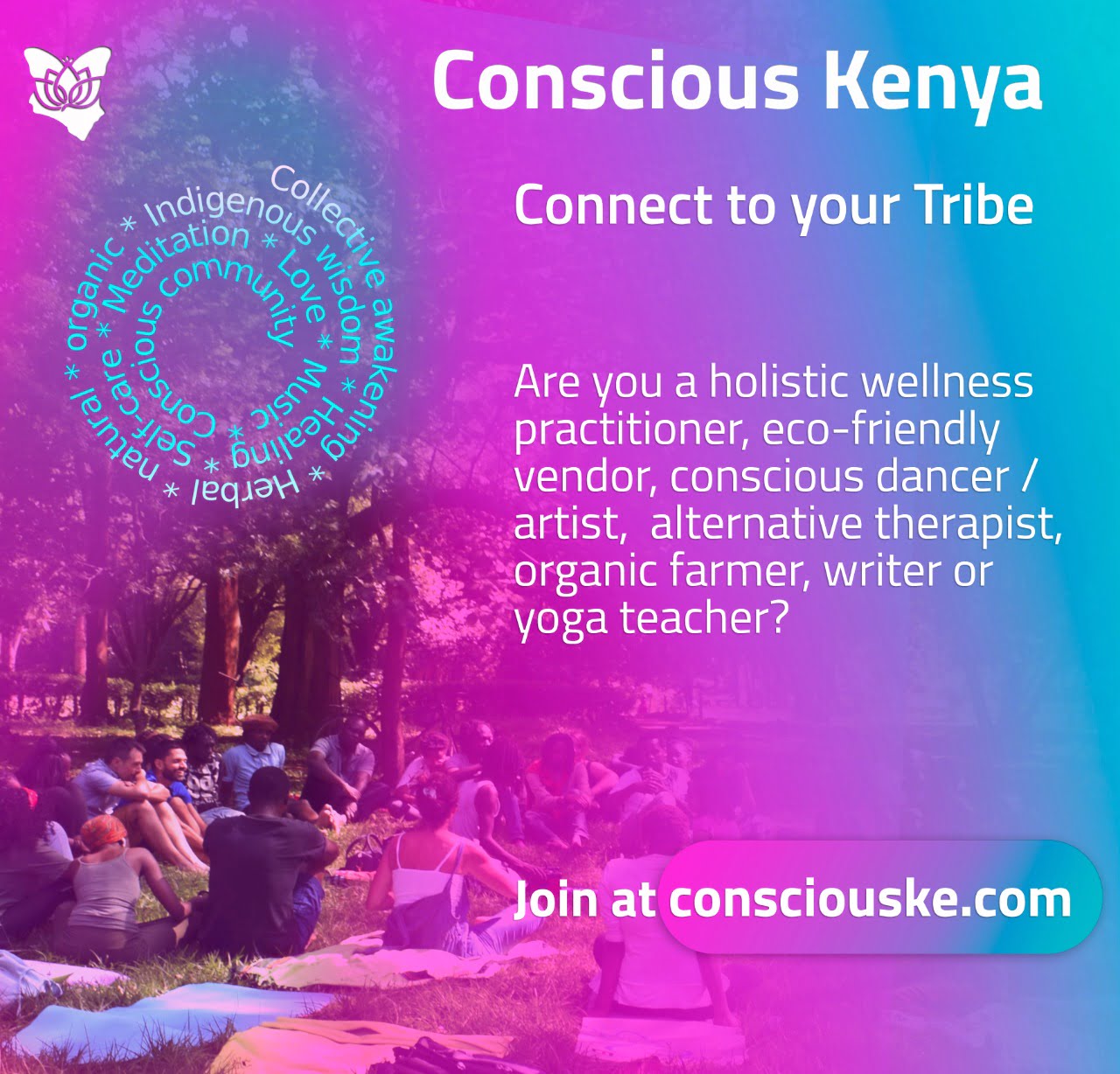 Poster to Join Conscious Kenya - Holistic wellness and organic products in Kenya