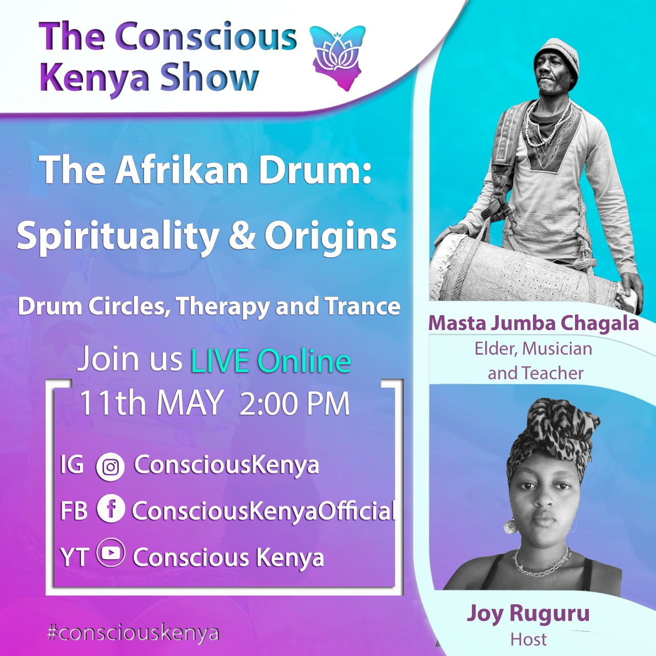 Joy Ruguru and Master Jumba Chagala on afrikan Drum Spirituality