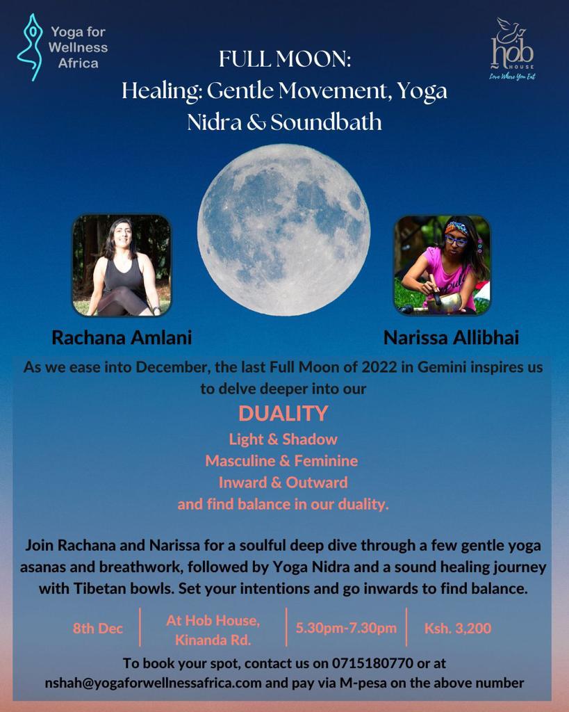 full moon yoga nidra and sound healing hob house kenya