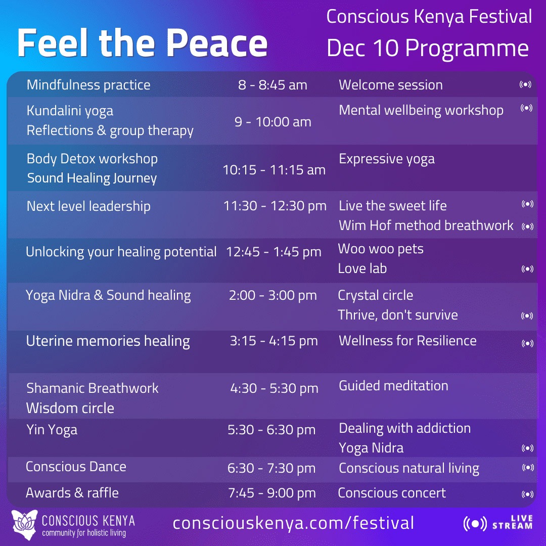 conscious kenya festival schedule feel the peace
