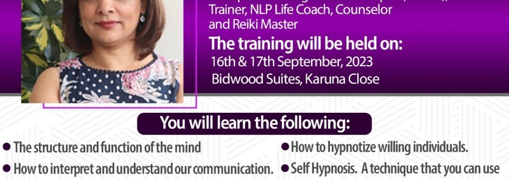 kinneri hypnotherapy course poster